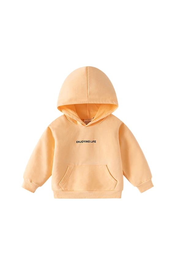 Kids Hoddies Kids Orange Hoodies Long Sleeve Hooded Sweatshirt Top Warm Fall Winter Clothes Girl Clothes 7-8 Years