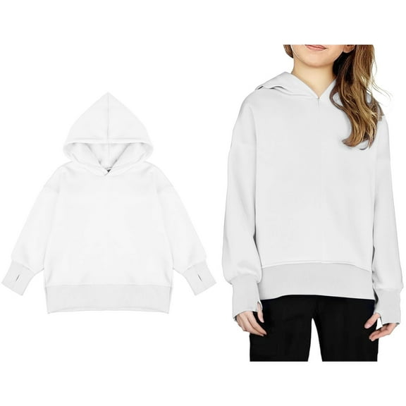 Kids Hoddies Kids White Hoodies Long Sleeve Casual Basic Pullover Sweatshirt Hoodie Winter Clothes Little Girls Clothes Size 5-6 Years