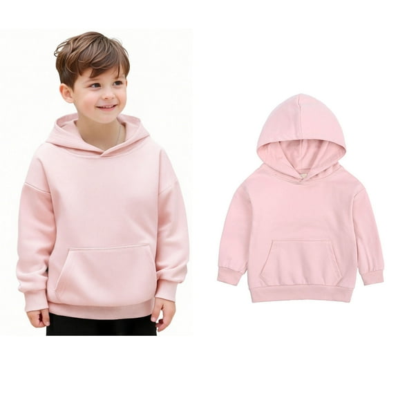 Kids Hoddies Pink Hooded Long Sleeve Pullover Hoodie Sweatshirt Winter Clothes Size 6-7 Years Girls Clothes