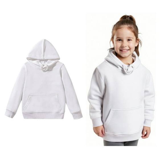 Kids Hoddies White Hoodies Long Sleeve Casual Basic Pullover Sweatshirt Hoodie Winter Clothes Girls Size 4-5 Years Clothes