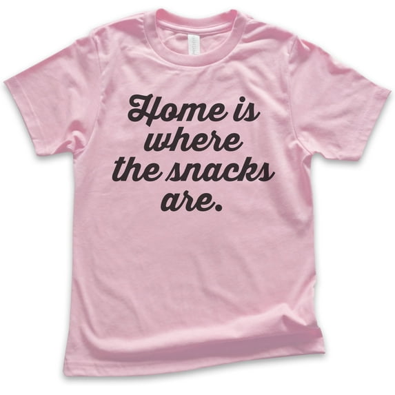 Kids Home Is Where The Snacks Are T-shirt, Youth Kids Boy Girl T-Shirt, Snack T-shirt, Food Shirt, Foodie Shirt, Light Pink, Small