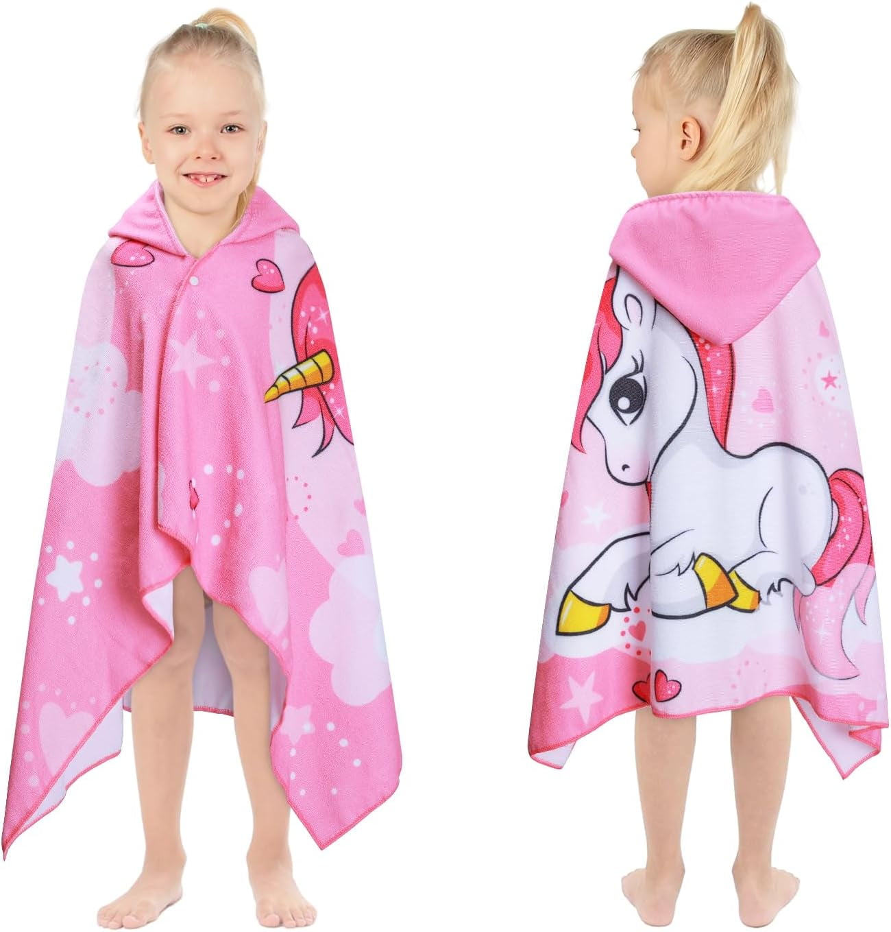 Ythuil Kids Ballet Hooded Towel - Super Soft Microfiber Beach Poncho With Backpack (3-10 Years)