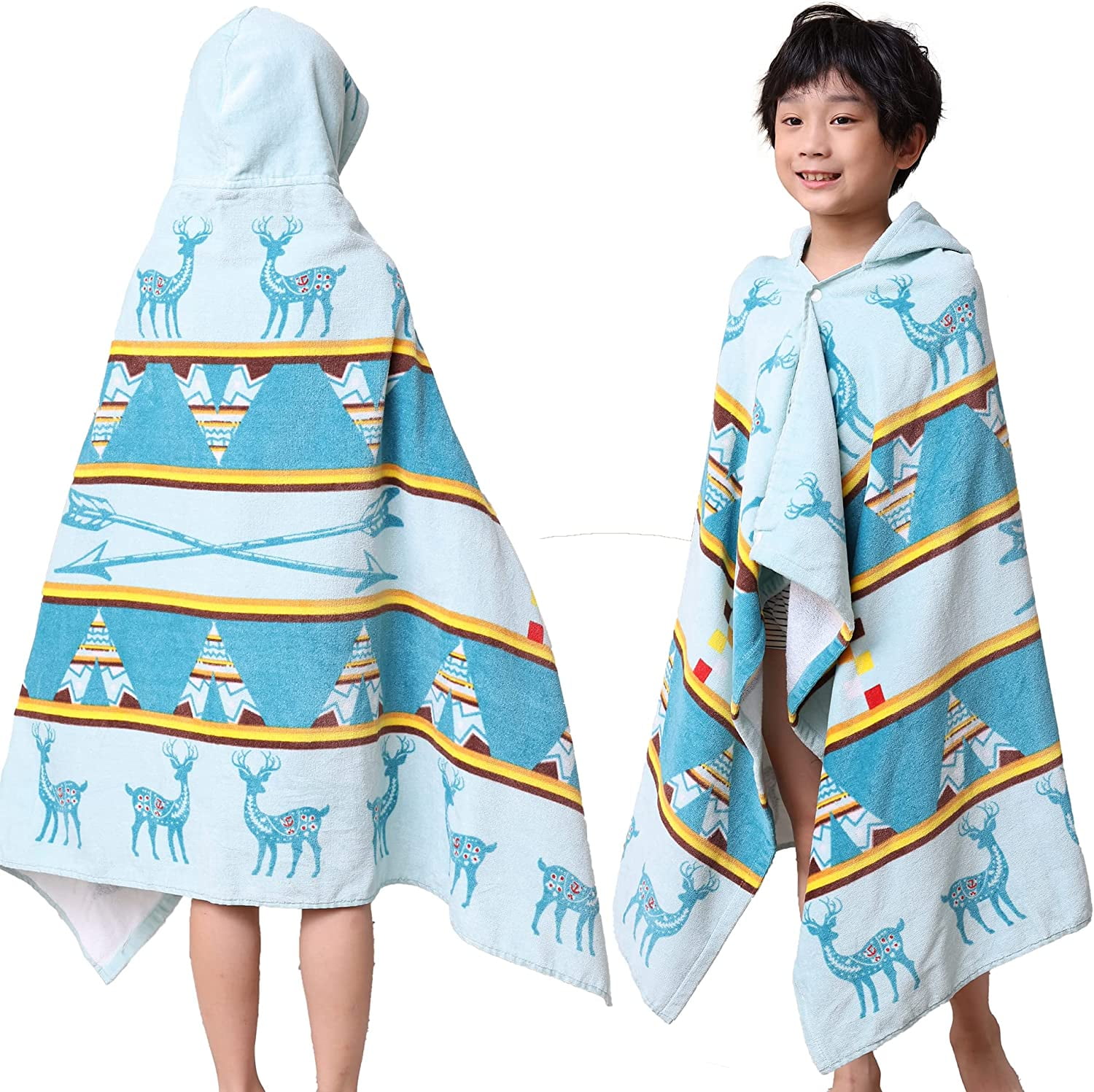 Kids Hooded Beach Bath Towel, Baby Surf Poncho Toddlers Soft Real ...
