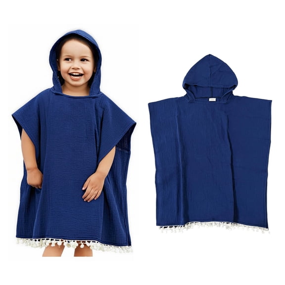 Kids Hooded Beach Towel Quick Dry Hooded Towel Poncho Absorbent Bathing Suit Cover Up 1-6 Years