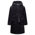 thumbnail image 1 of Kids Hooded Fleece Robe Plush Bubble Flannel Bathrobe Soft Warm Lightweight Bathrobe with Belt & Pockets for Boys Girls 4-15 Years, 1 of 8