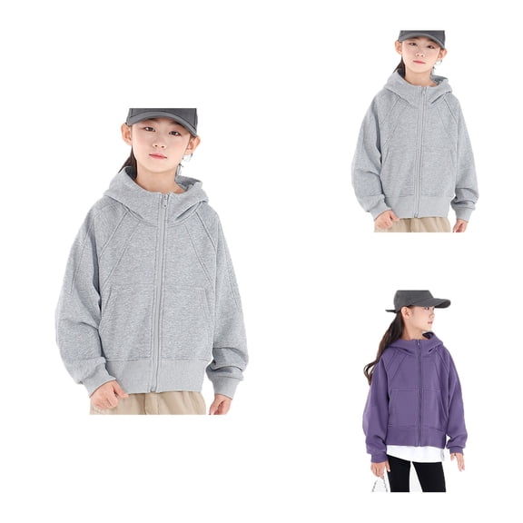 Kids Hooded Jacket, All-Season Windproof Quilted Pullover Coat for Boys and Girls, Warm Casual Outerwear for Autumn Spring Winter