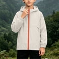 thumbnail image 1 of Kids Hooded Jacket Long Sleeve Zip Up Jacket Mid Size Windproof Slight Waterproof Coat Daily Casual Outerwear for Boys, 1 of 8
