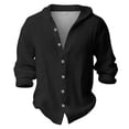 thumbnail image 1 of Kids Hooded Linen Button Down Shirt, Boys Girls Breathable Long Sleeve Beach Top, 1 of 5