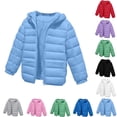 thumbnail image 1 of Kids Hooded Puffer Jackets Full Zip Lightweight Quilted Winter Coats for Boys Girls 4-14Y Solid Warm Outerwear (12Y, Light Blue), 1 of 8