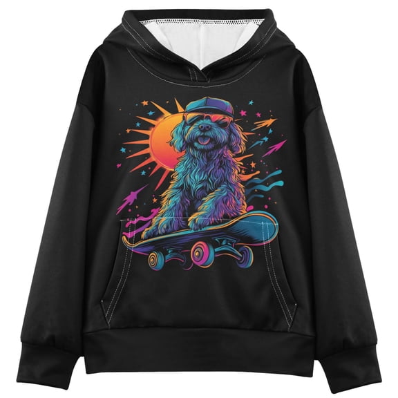 Kids' Hooded Pullover Sweatshirt Casual Tops Long Sleeve Print Hoodies Pocket A Grey Dog XX-Large
