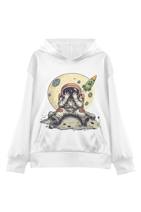 Kids' Hooded Pullover Sweatshirt Casual Tops Long Sleeve Print Hoodies Pocket Cartoon Astronaut XX-Large