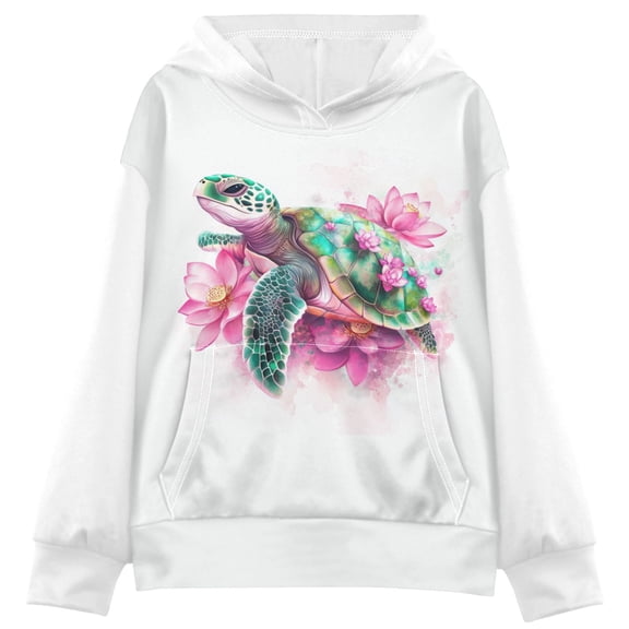 Kids' Hooded Pullover Sweatshirt Casual Tops Long Sleeve Print Hoodies Pocket Cute Cartoon Sea Turtle X-Large