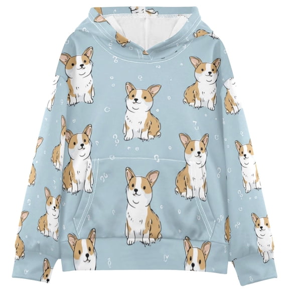 Kids' Hooded Pullover Sweatshirt Casual Tops Long Sleeve Print Hoodies Pocket Cute Little Dog Pattern