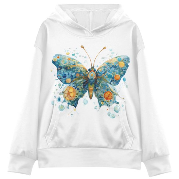 Kids' Hooded Pullover Sweatshirt Casual Tops Long Sleeve Print Hoodies Pocket Intricately Butterfly X-Smal