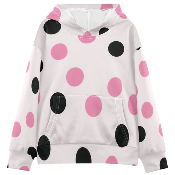 Kids' Hooded Pullover Sweatshirt Casual Tops Long Sleeve Print Hoodies Pocket Pink and Black Dots