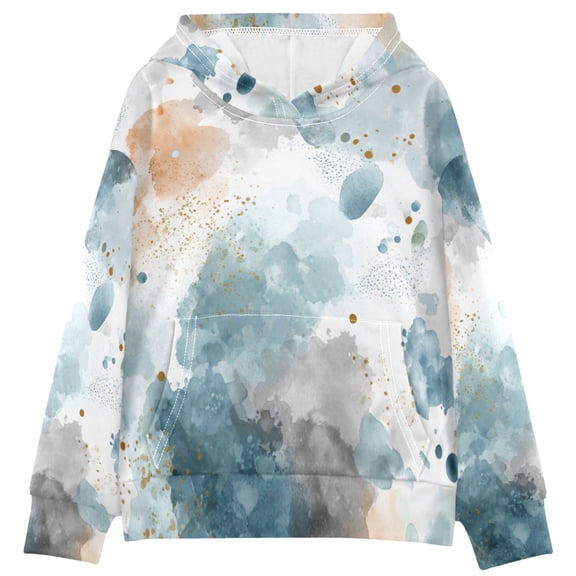 Kids' Hooded Pullover Sweatshirt Casual Tops Long Sleeve Print Hoodies Pocket Watercolor Ink Splashes Pattern