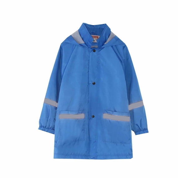 Kids Hooded Raincoat Oversized Waterproof Long Jacket with Pocket Fall Winter Buttons Long Sleeve Rain Jackets Coats 3-11Years
