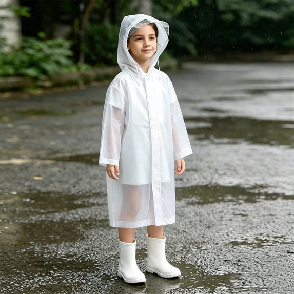 Kids Hooded Raincoat Reusable Waterproof Outdoor Jacket for Daily Use