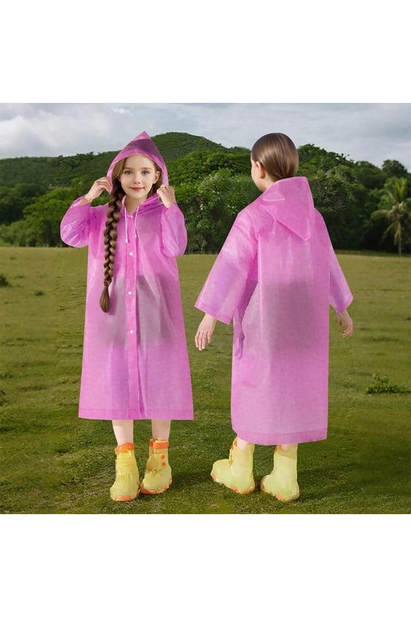 Kids Hooded Raincoat with Clear Visor for Outdoor Activities - Lightweight EVA Waterproof Jacket for Boys and Girls