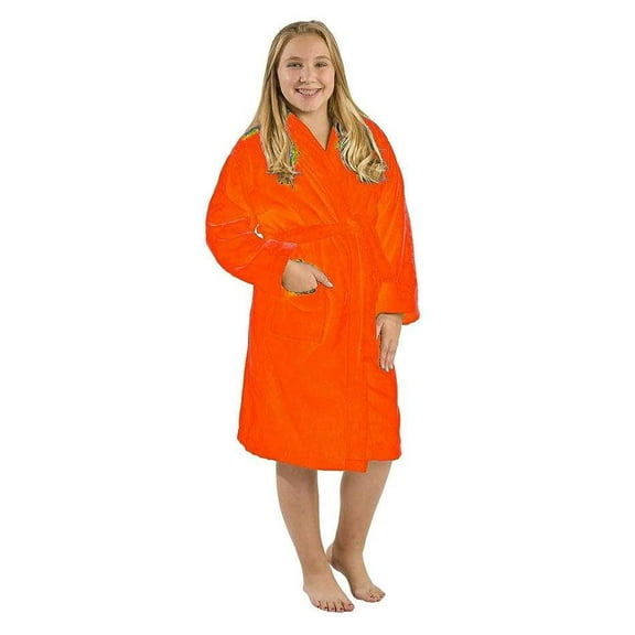 Terry Cotton Hooded Unisex Teenagers and Petites Bathrobe - Coral, X-Large