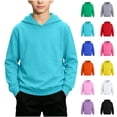 thumbnail image 1 of Kids Hooded Sweatshirt, Boys and Girls Pullover Hoodie Lightweight Long Sleeve Casual Hooded Top Classic Basic Hoodie with Drawstring and Ribbed Cuffs for Back to School Play Daily Fall Winter Wear, 1 of 10