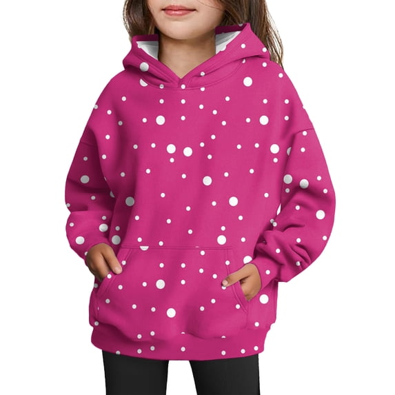 Kids Hooded Sweatshirt with Playful Dot Print Cozy Pullover Long Sleeve Casual Top for Boys and Girls Youth Hoodie