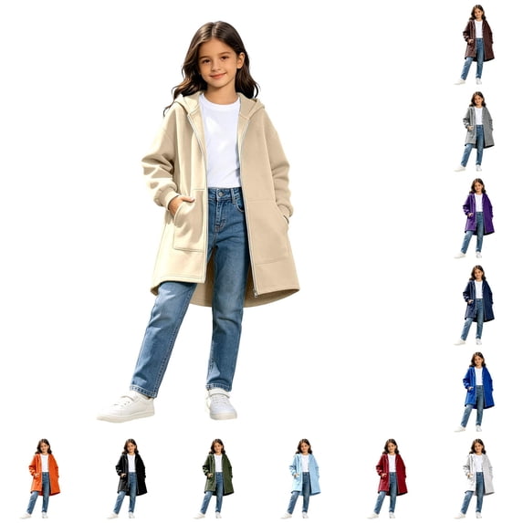 Kids Hooded Sweatshirts Long Sleeve Soft Warm Hoodie with Pockets Girls Tops