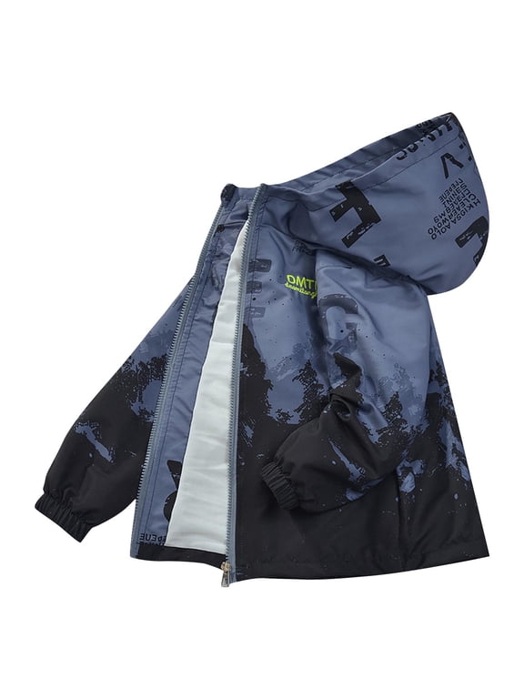 Kids Hooded Windbreaker Jacket Boys Girls Long Sleeve Casual Outerwear Coat for Spring Fall Fashion Zipper Lightweight Rain Resistant
