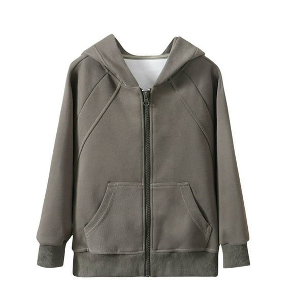 Kids Hooded Zip up Sweatshirts - Boys Girls Long Sleeve Hoodies Jackets with Pockets Fall Winter Lightweight Full Zip Fleece Jackets Outerwear Sweaters Coats Green-1 140