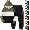 thumbnail image 1 of Kids Hoodie 2-Piece Set Boys Long Sleeve Pullover and Sweatpants Fall Winter Athletic Outfit Casual Sweatsuit for Youth 2-14 Years, 1 of 4
