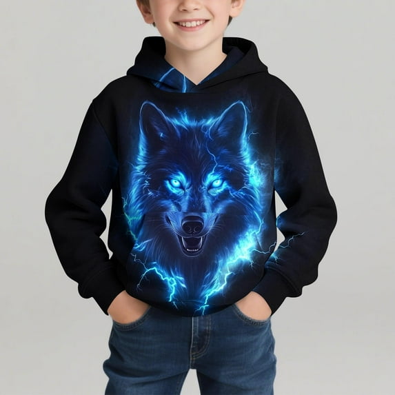 Kids Hoodie 3D Printed Sweatshirt Long Sleeve Pullover Boys Girls Tops Clothes for Toddlers Black 11-12 Years
