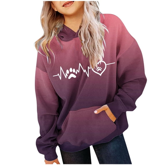 Kids Hoodie for Boys Girls Tie Dye Hooded Sweatshirt Teen Long Sleeve Pullover Top with Pockets Kids Oversized Cute Hoodies Lover Heart Printed Pullover Loose Casual Cotton