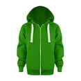 thumbnail image 1 of Kids Hoodie Color Solid Zip Jackets Long Hoodie Top Sleeve Up Girls Boys Coat Boys Sweatshirt Green 5 Years-6 Years, 1 of 5