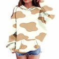 thumbnail image 1 of Kids Hoodie Fleece Cow Print Pullover with Pockets Warm Animal Hooded Sweatshirt, Long Sleeve,Cozy, Casual, Loose Fit, for Girls Ages 3-14 Years, 1 of 6