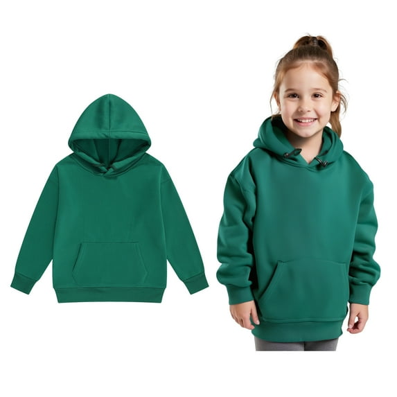 Kids Hoodie Green Hooded Casual Long Sleeve Hoodies Warm Fall Winter Clothes Girls Sweatshirts Size 5-6 Years