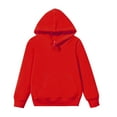 thumbnail image 1 of Kids Hoodie Kids Cotton Solid Long Sleeve Patchwork Hooded Sweatshirt Pullover Tops Blouse Boys Sweatshirts Red 3 Years-4 Years, 1 of 2