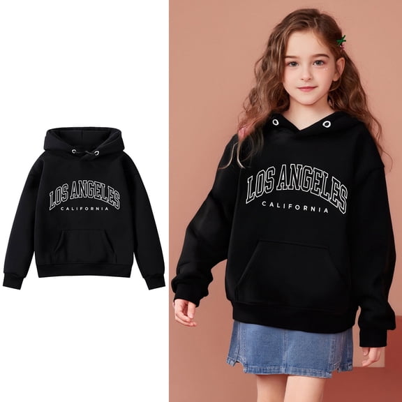 Kids Hoodie Kids Letter Pattern Hoodies Casual Long Sleeve Hoodie Sweatershirt Pullover Winter Clothes 9-10 Years Old Girl Clothes