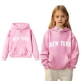 thumbnail image 1 of Kids Hoodie Kids New York City Letter Print Hoodies Long Sleeve Casual Basic Pullover Sweatshirt Hoodie Warm Fall Winter Clothes Girls Clothes 5-6 Years Kids Clothes, 1 of 4