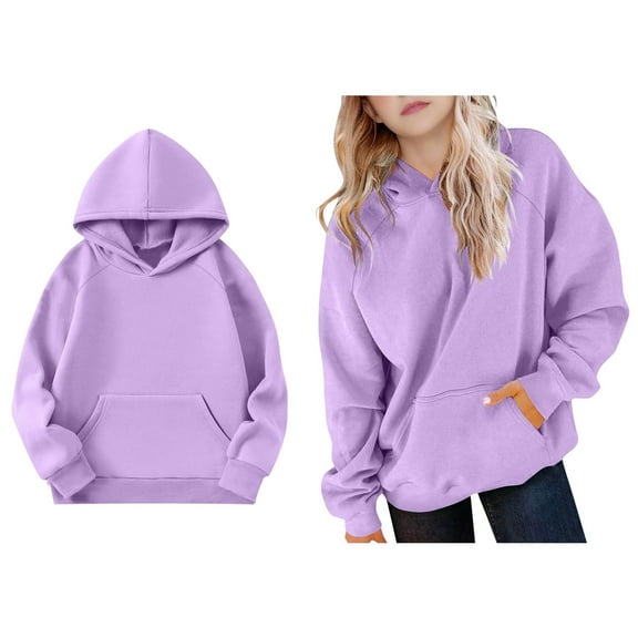 Kids Hoodie Kids Purple Hoodie Long Sleeve Soft Sweatshirts Top Warm Fall Winter Clothes 5-6 Years Toddler Girl Clothes