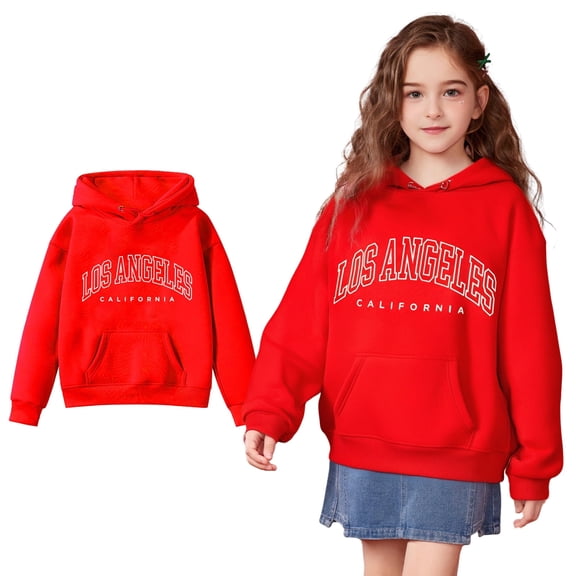Kids Hoodie Kids Red Hoodie Long Sleeve Pullover Tops Warm Fall Winter Clothes Girl Clothes 4-5 Years Cute Boy Girl Clothing