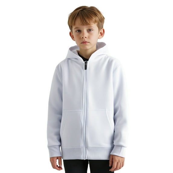 Kids Hoodie Kids White Full-Zip Hooded Long Sleeve Soft Sweatshirts Top Fall Clothes Little Boy Clothes 5-6 Years Kids Clothes