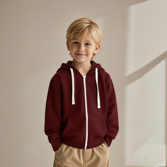 Kids Hoodie Kids Zip Hoodies Long Sleeve Lightweight Pullover Tops Loose Sweatshirt Warm Fall Winter Clothes Toddler Boy Clothes 6-7 Years