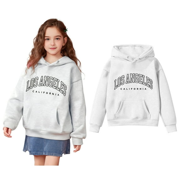 Kids Hoodie Letter Pattern Hoodie Casual Long Sleeve Hoodie Sweatershirt Pullover Fall Winter Clothes Kids Girls Clothes 7-8 Years