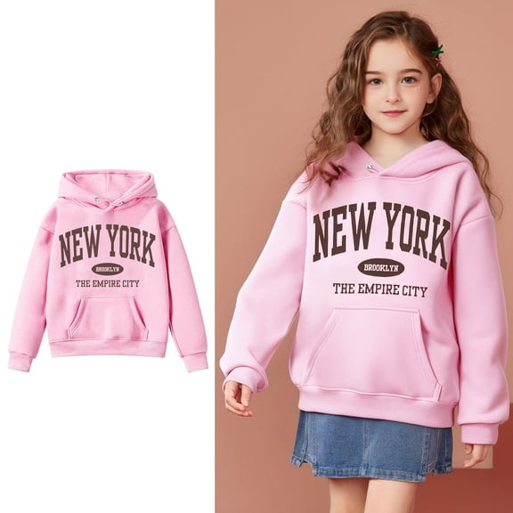 Kids Hoodie Letter Pattern Hoodies Casual Long Sleeve Sweatshirts Jackets Fall Winter Clothes Girl Clothes 4-5 Years