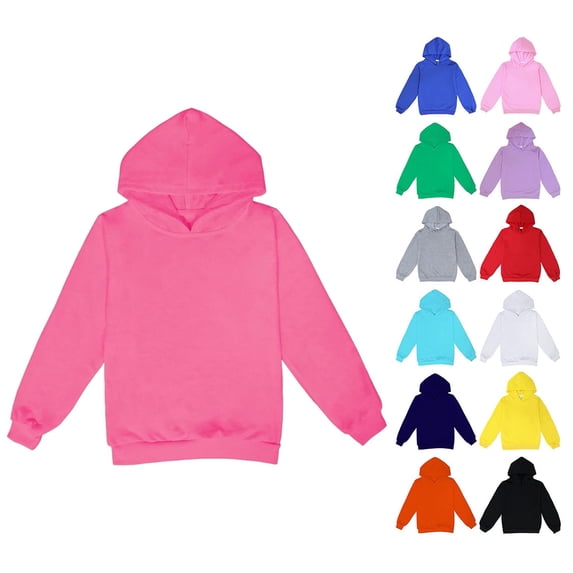 Kids Hoodie Long-Sleeve Hooded Sweatshirt Lightweight, Comfortable Pullover Hoodie for Boys and Girls,14,Hot Pink