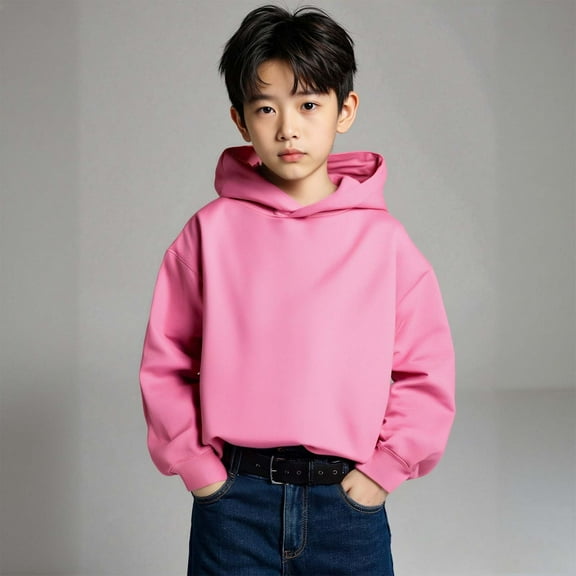 Kids Boys Hoodies Pink Hoodies Long Sleeve Soft Sweatshirts Top Winter Clothes Little Girls Clothes 7-8 Years