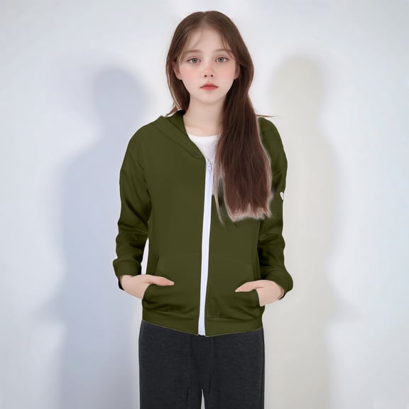 Kids Hoodie Sweatshirts Long Sleeve Green Sweatshirt Kids Crew Neck Cute Pullover Relaxed Fit Tops Warm Fall Winter Clothes Girls Clothes 3-4 Years