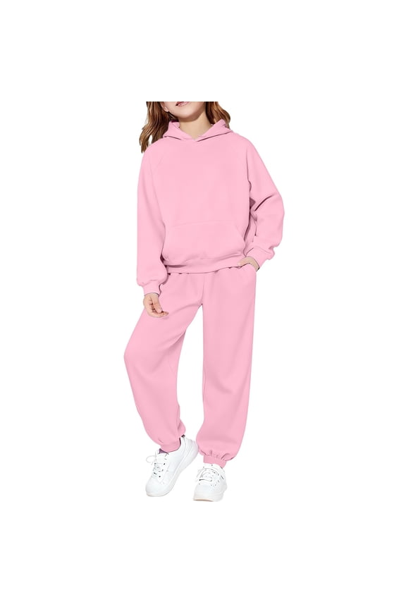 Kids Hoodie Sweatsuit Set Boys Girls ??aglan Sleeve Tracksui?? Pullover Hooded Sweatshirts and Jogger Pants Set Fall Athleisure