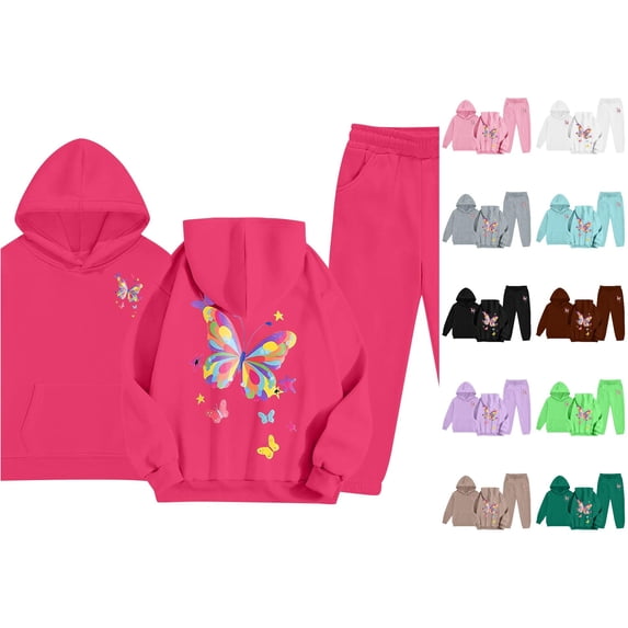 Kids Hoodie Tracksuit Set Unisex Two Piece Hoodie Sweatshirt With Pants