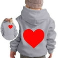 thumbnail image 1 of Kids Hoodie Valentine's Day Long Sleeve Hooded Pullover Heart Print Lightweight Grey 5 Years-6 Years, 1 of 6